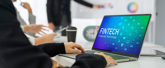 Poster - fintech financial technology software for modish business to analyze marketing strategy