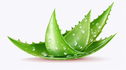 Aloe vera gel splash with aloevera plant isolated on white background.