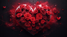 Valentine's Day Greeting Card Templates With Realistic Of Beautiful Red Rose On Background Color