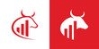 logo design combining the shape of a bull with investment graphics.