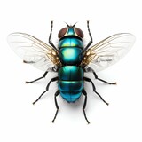 Fototapeta Motyle - Nature's Detail: Fly Isolated on White Background. Generative ai