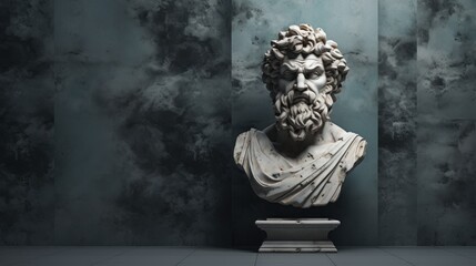 Wall Mural - Aesthetic background of greek bust AI generated illustration