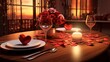 Romantic Valentines day dinner in  perspective  AI generated illustration