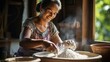 Woman sifting flour