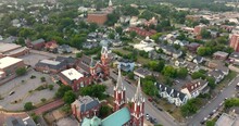 Aerial View Of Macon, Historic City In Central Georgia With Old Historical Architecture. USA Panoramic Cityscape