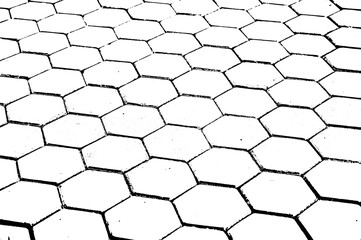 Wall Mural - black and white hexagon silhouette texture background