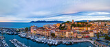 Fototapeta Przestrzenne - Aerial view of Cannes, a resort town on the French Riviera, is famed for its international film festival