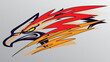 Sport car sticker stripes with eagle or hawk character