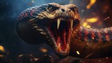 Fototapeta  - big angry snake background image wallpaper ai generated