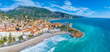 Fototapeta Przestrzenne - View of Menton, a town on the French Riviera in southeast France known for beaches and the Serre de la Madone garden
