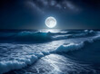 full moon over sea
