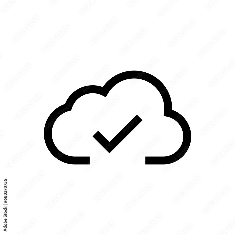 cloud check mark tick icon complete sign. clouds with checkmark icons ...