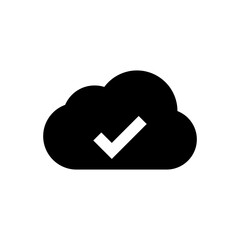 Wall Mural - cloud check mark tick icon complete sign. clouds with checkmark icons software update process completed. web vector icon