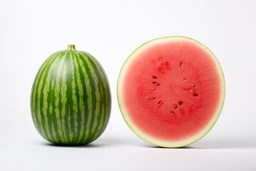 Wall Mural - watermelon with sliced isolated on white background.