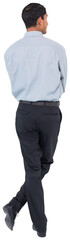 Sticker - Digital png photo of back of biracial businessman standing on transparent background