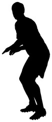 Poster - Digital png silhouette image of male soccer player on transparent background