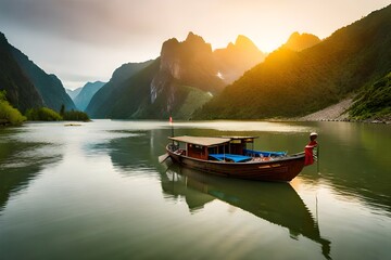Wall Mural - boat on the lake