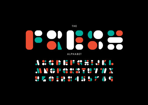 Vector of stylized modern font and alphabet