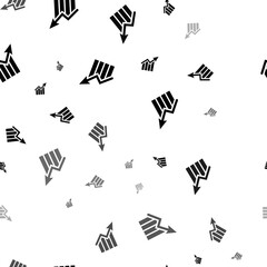 Poster - Seamless vector pattern with chart up symbols, creating a creative monochrome background with rotated elements. Illustration on transparent background