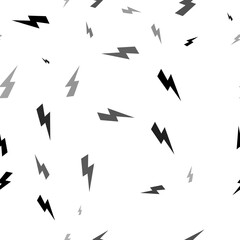 Poster - Seamless vector pattern with lightning symbols, creating a creative monochrome background with rotated elements. Illustration on transparent background