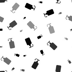 Poster - Seamless vector pattern with liquid soap symbols, creating a creative monochrome background with rotated elements. Illustration on transparent background