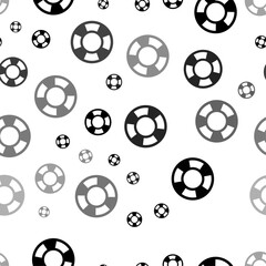 Poster - Seamless vector pattern with lifebuoy symbols, creating a creative monochrome background with rotated elements. Vector illustration on white background