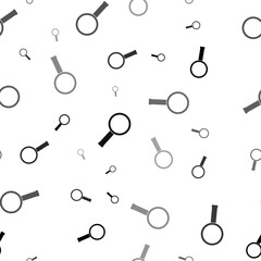 Poster - Seamless vector pattern with magnifier symbols, creating a creative monochrome background with rotated elements. Vector illustration on white background