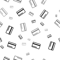 Poster - Seamless vector pattern with credit card symbols, creating a creative monochrome background with rotated elements. Illustration on transparent background