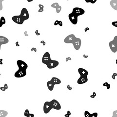 Poster - Seamless vector pattern with joystick symbols, creating a creative monochrome background with rotated elements. Illustration on transparent background