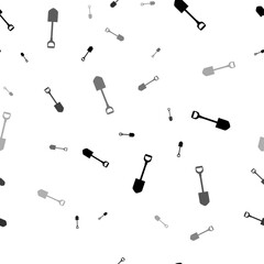 Sticker - Seamless vector pattern with shovel symbols, creating a creative monochrome background with rotated elements. Vector illustration on white background