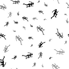 Poster - Seamless vector pattern with running woman symbols, creating a creative monochrome background with rotated elements. Illustration on transparent background