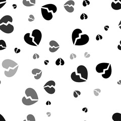 Poster - Seamless vector pattern with broken heart symbols, creating a creative monochrome background with rotated elements. Vector illustration on white background