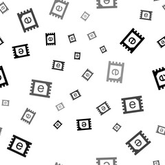 Poster - Seamless vector pattern with eSIM symbols, creating a creative monochrome background with rotated elements. Vector illustration on white background