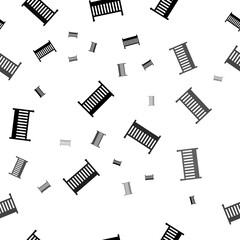 Poster - Seamless vector pattern with baby cot symbols, creating a creative monochrome background with rotated elements. Illustration on transparent background