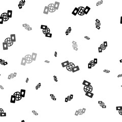 Poster - Seamless vector pattern with videoconference symbols, creating a creative monochrome background with rotated elements. Illustration on transparent background