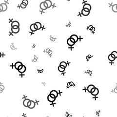 Poster - Seamless vector pattern with lesbian symbols, creating a creative monochrome background with rotated elements. Vector illustration on white background