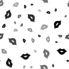 Poster - Seamless vector pattern with lips symbols, creating a creative monochrome background with rotated elements. Vector illustration on white background