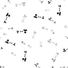 Poster - Seamless vector pattern with social distance symbols, creating a creative monochrome background with rotated elements. Vector illustration on white background