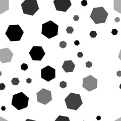 Poster - seamless vector pattern with hexagon symbols, creating a creative monochrome background with rotated