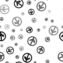 Poster - Seamless vector pattern with no right turn signs, creating a creative monochrome background with rotated elements. Illustration on transparent background
