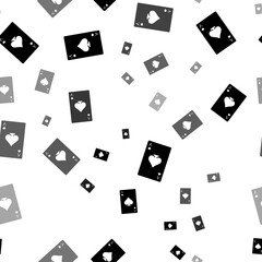 Poster - Seamless vector pattern with ace of spades cards, creating a creative monochrome background with rotated elements. Illustration on transparent background