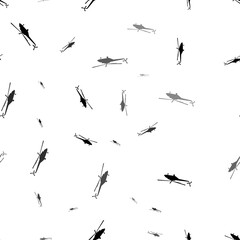 Poster - Seamless vector pattern with helicopter symbols, creating a creative monochrome background with rotated elements. Vector illustration on white background