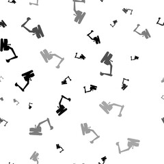 Poster - Seamless vector pattern with excavator symbols, creating a creative monochrome background with rotated elements. Vector illustration on white background