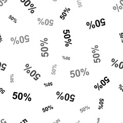 Poster - Seamless vector pattern with 50 percent symbols, creating a creative monochrome background with rotated elements. Vector illustration on white background