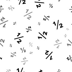 Poster - Seamless vector pattern with half fraction symbols, creating a creative monochrome background with rotated elements. Illustration on transparent background