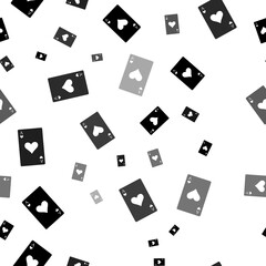 Poster - Seamless vector pattern with ace of heart cards, creating a creative monochrome background with rotated elements. Illustration on transparent background