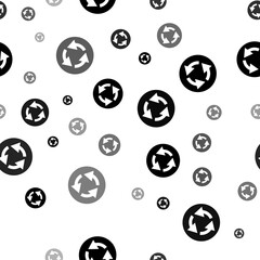 Poster - Seamless vector pattern with roundabout signs, creating a creative monochrome background with rotated elements. Illustration on transparent background
