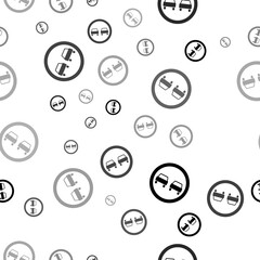 Poster - Seamless vector pattern with no overtaking signs, creating a creative monochrome background with rotated elements. Illustration on transparent background