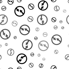 Poster - Seamless vector pattern with advantage of oncoming traffic signs, creating a creative monochrome background with rotated elements. Illustration on transparent background