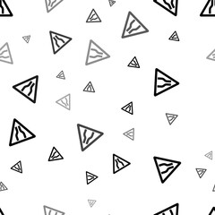Poster - Seamless vector pattern with road narrowing signs, creating a creative monochrome background with rotated elements. Illustration on transparent background